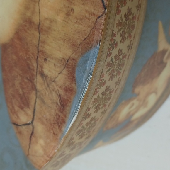 Raphael Embracing Cherubs Hat Box Decorative Storage Box 14" Diameter EUC - Picture 8 of 13